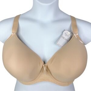 NWT Elomi Bijou Plunge Bra sz 42H US / 42FF UK Molded Cup Sand Convertible Back